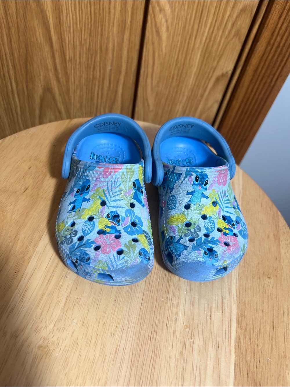 Disney Light Blue Stitch Floral Slip-On Clogs for Kids